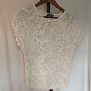 Lightweight Knit Short-Sleeve Sweater - Cream